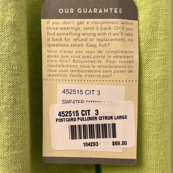 New! Horny Toad Citron Postcard Pullover Sweater - Picture 9 of 9